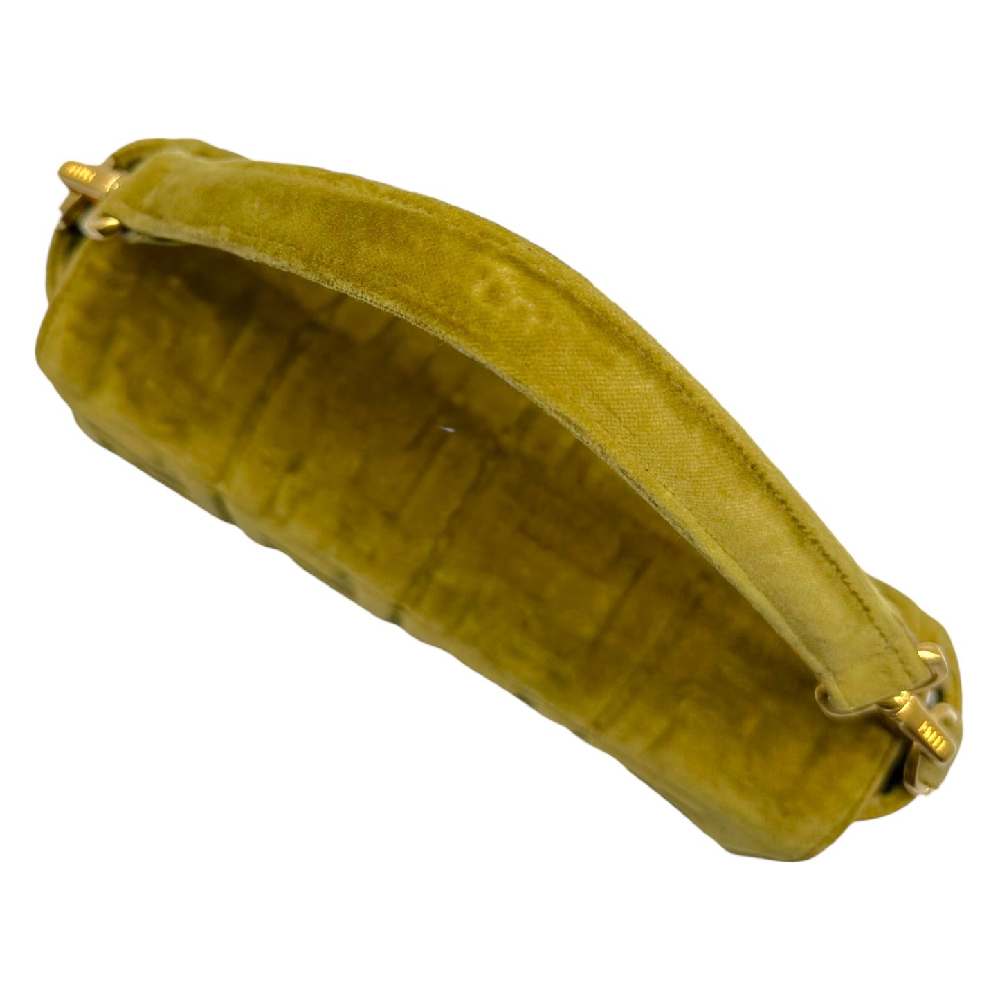 Fendi Khaki Green Velvet Zucca Monogram 2-Way Baguette Bag