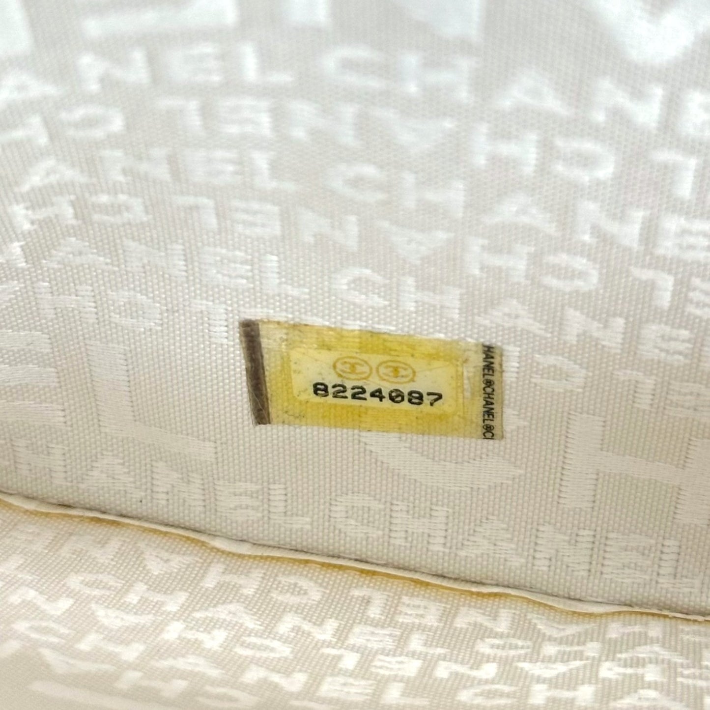 Chanel Ivory Embroidered Logo Chocolate Bar Mini Bag