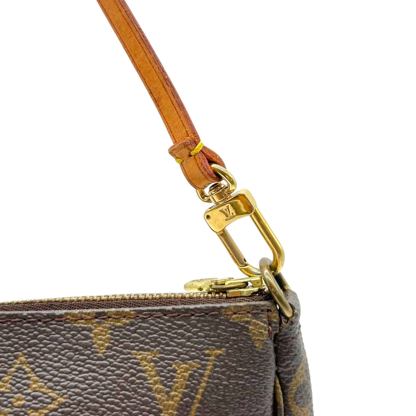 Louis Vuitton Monogram Pochette Bag Brown Leather