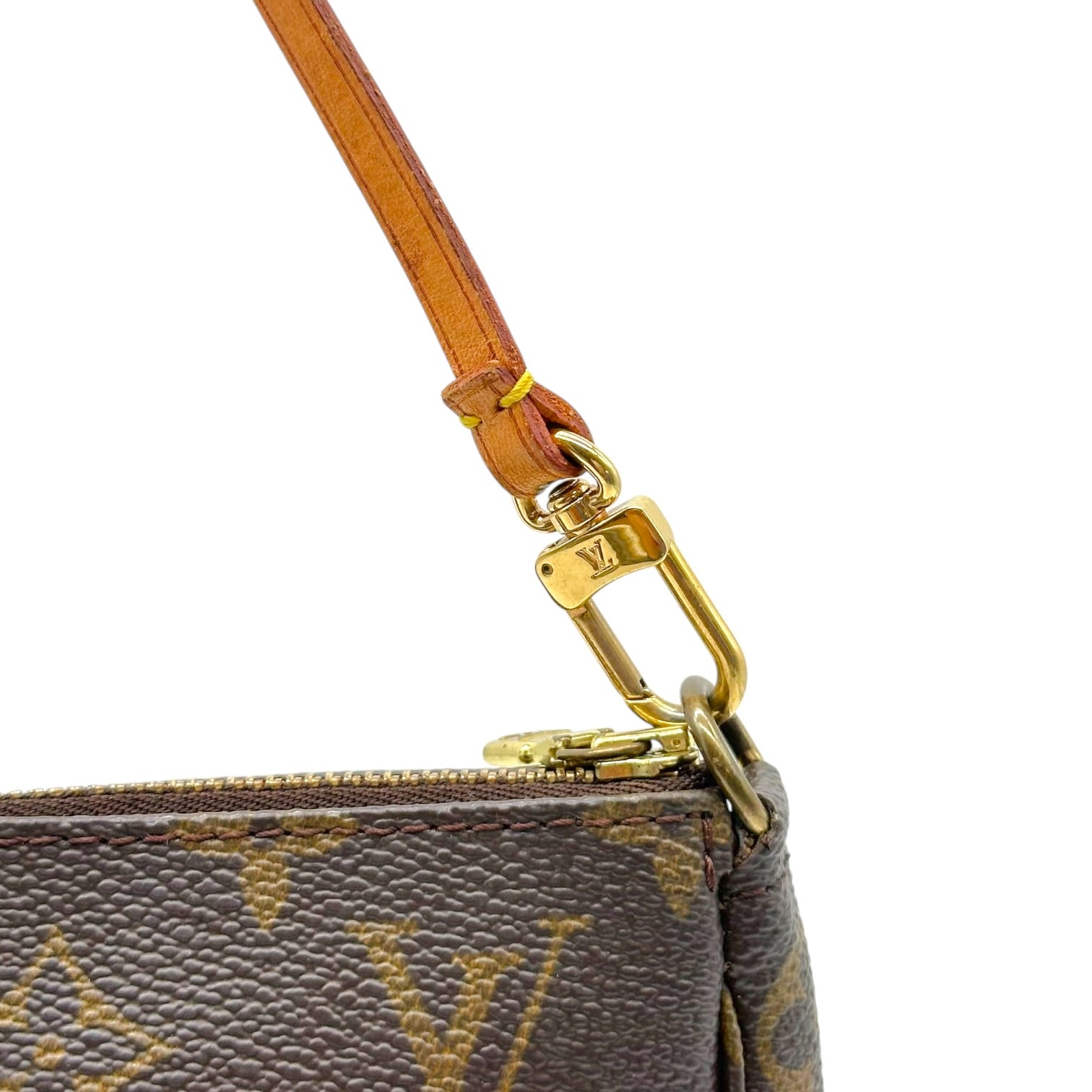Louis Vuitton Monogram Pochette Bag Brown Leather