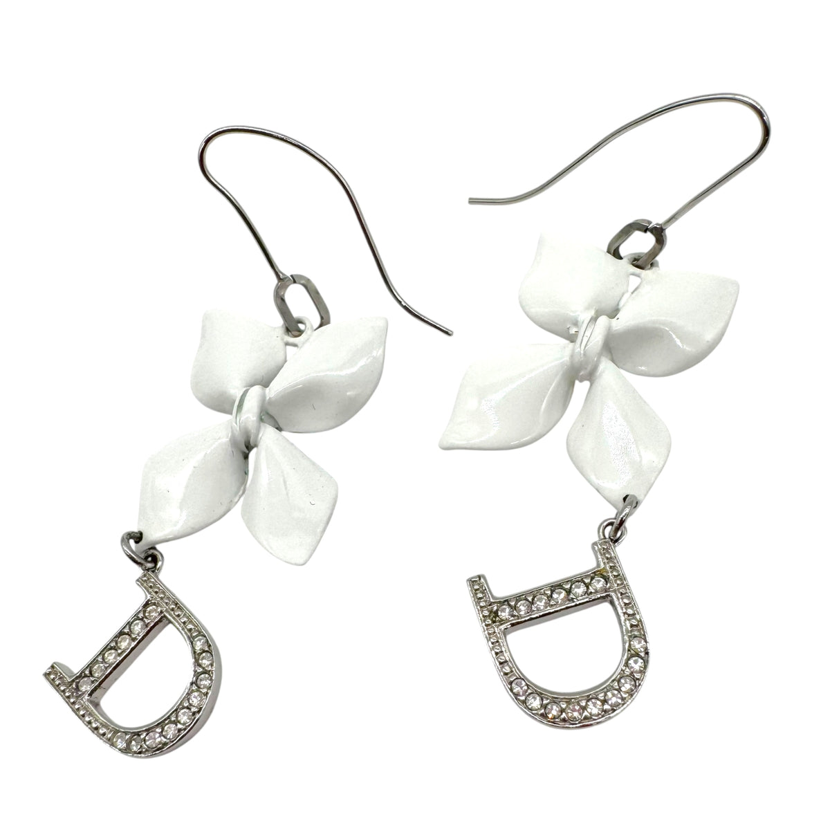 Christian Dior Flower Crystal Logo Earrings