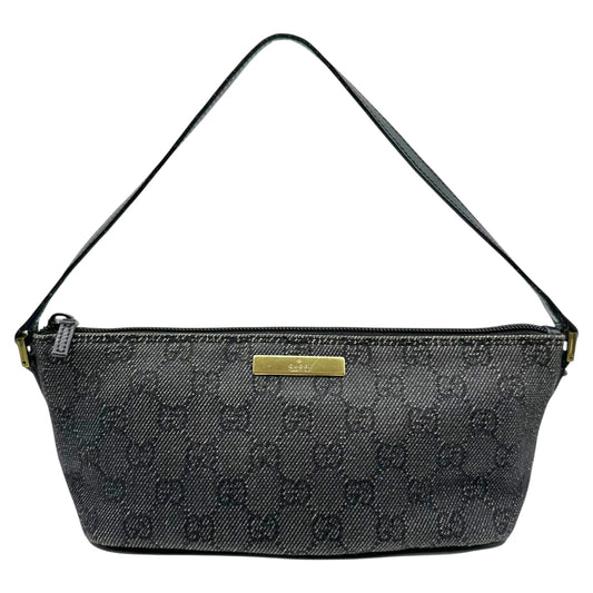 Gucci Gray Denim Monogram Boat Pochette Mini Bag