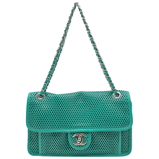 Chanel Medium Flap Bag Turquoise Perforated Leather