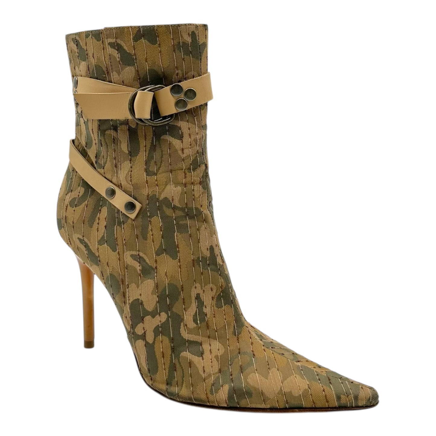 Casadei Camo Print Pointed Toe Heeled Boots