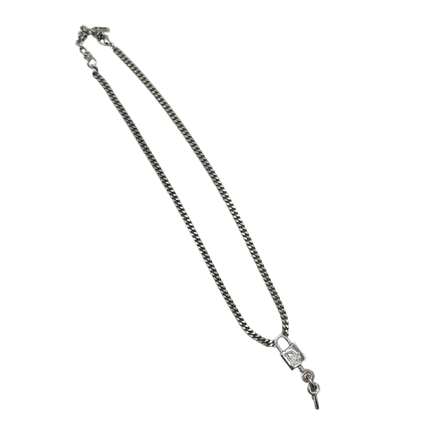 Christian Dior Silver Curb Chain Lock & Key Choker Necklace - Outfit Repeater