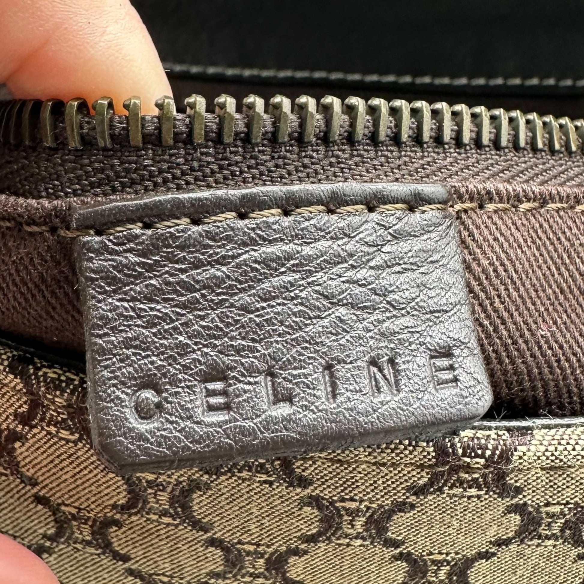 Celine Tan Triomphe Monogram Buckle Shoulder Bag - Outfit Repeater