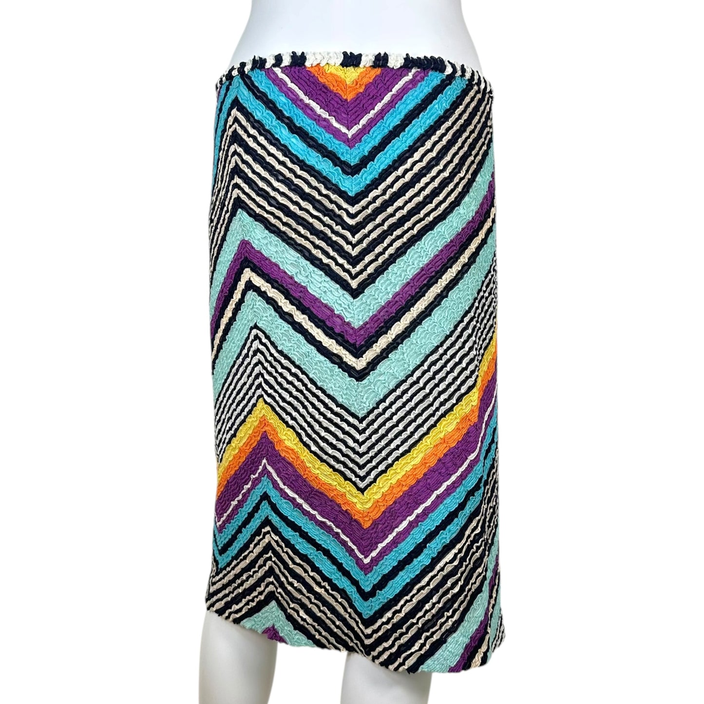 Missoni Midi Skirt Multicolor Chevron Print Elastic Waist