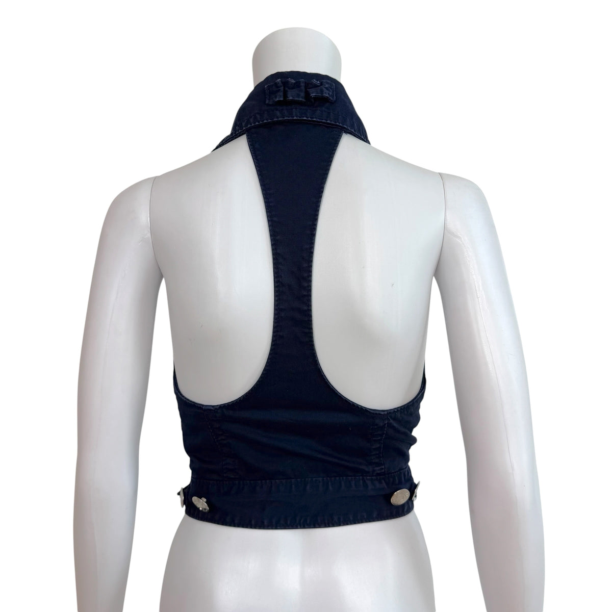 Dsquared2 Navy Blue Racerback Collared Zip Up Sleeveless Vest Top