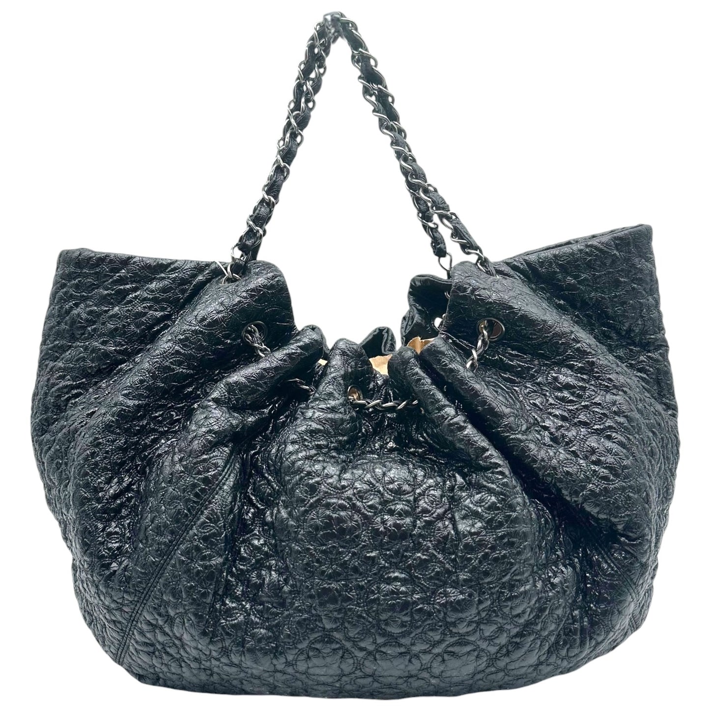Chanel Black Patent Leather Coco Cabas PM Hobo Tote Bag 2008-09