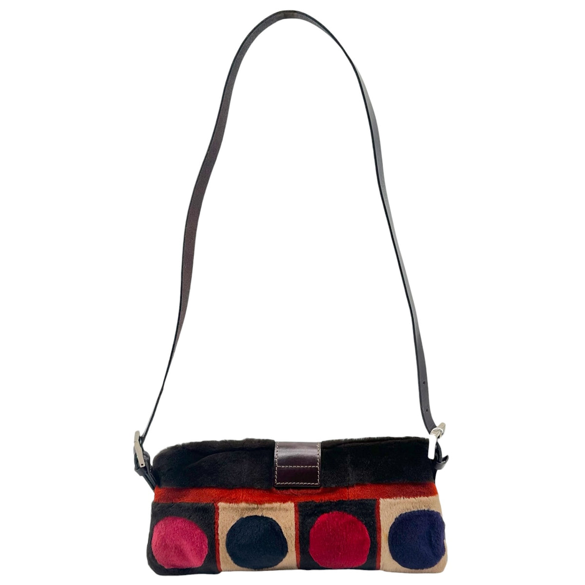 Fendi F/W 2000 Multicolor Geometric Fur Crossbody Baguette