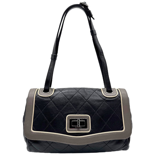 Chanel Gray & Black Matelasse Lambskin Adjustable Shoulder Flap Bag 2006-08 - Outfit Repeater