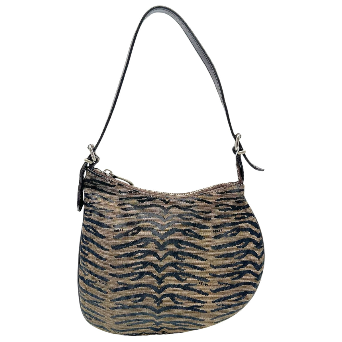 Fendi Mini Oyster Shoulder Bag Brown Zebra Print Canvas