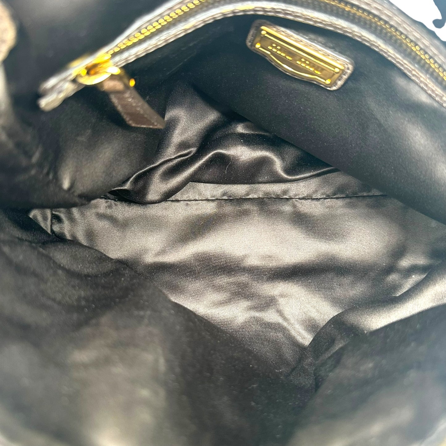 Miu Miu Brown Leather & Gold Rivet Studded 2-Way Bag