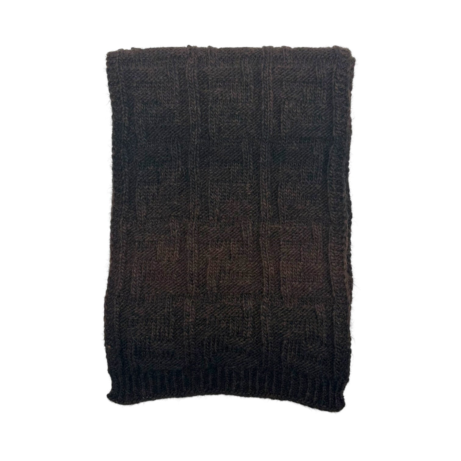 Fendi Black & Brown Zucca Monogram Mohair & Wool Scarf - Outfit Repeater