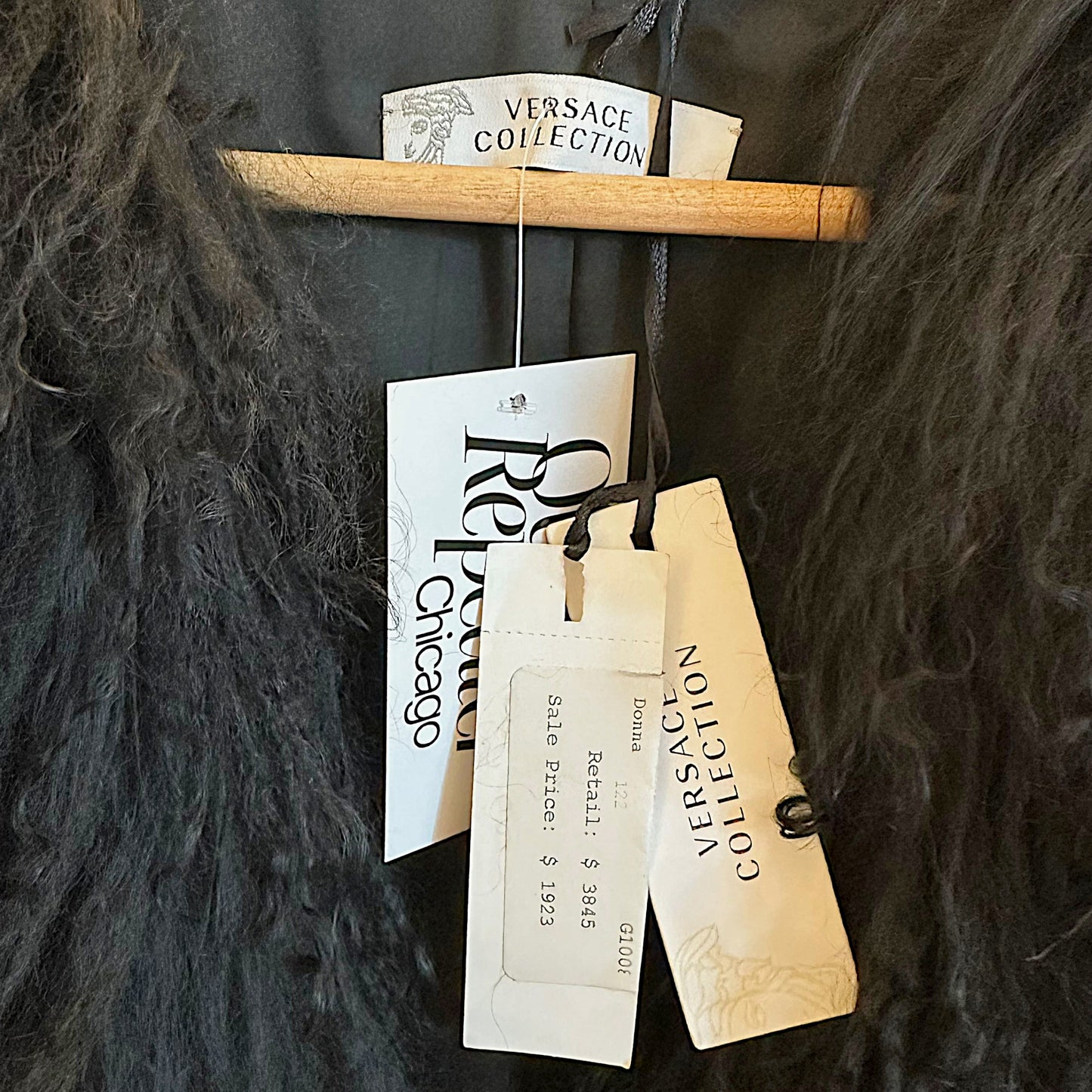 Versace Collection Black Mongolian Sheep Fur Vest NEW