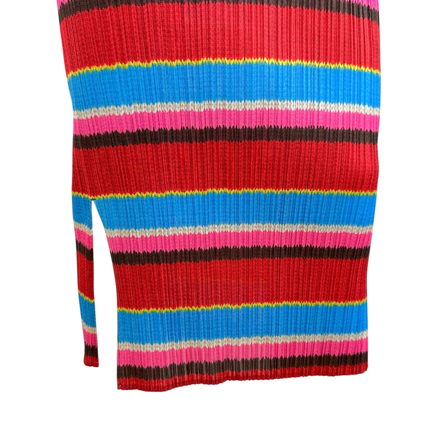 Issey Miyake Pleats Please Striped Sleeveless Mock Neck Maxi Dress