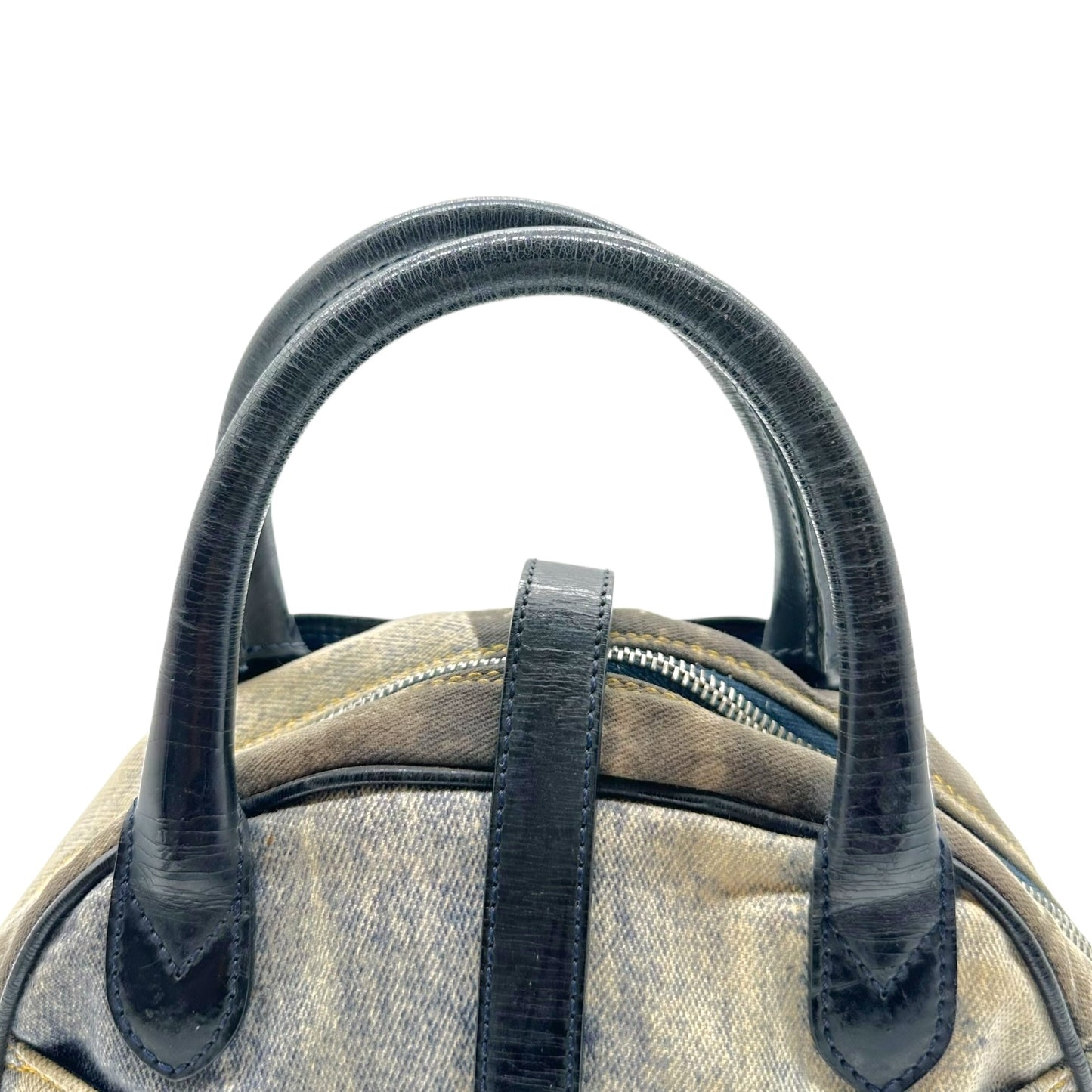 Christian Dior Miss Diorella Denim Printed Double Saddle Bowler Bag