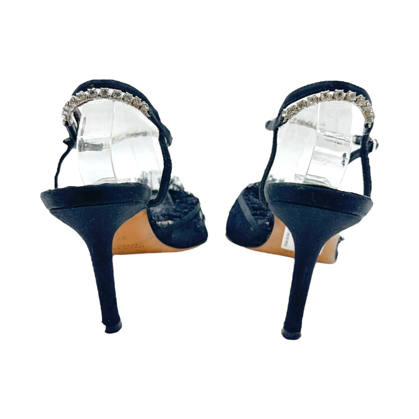 Christian Dior Black Lace & Crystal Pointed Toe Heels