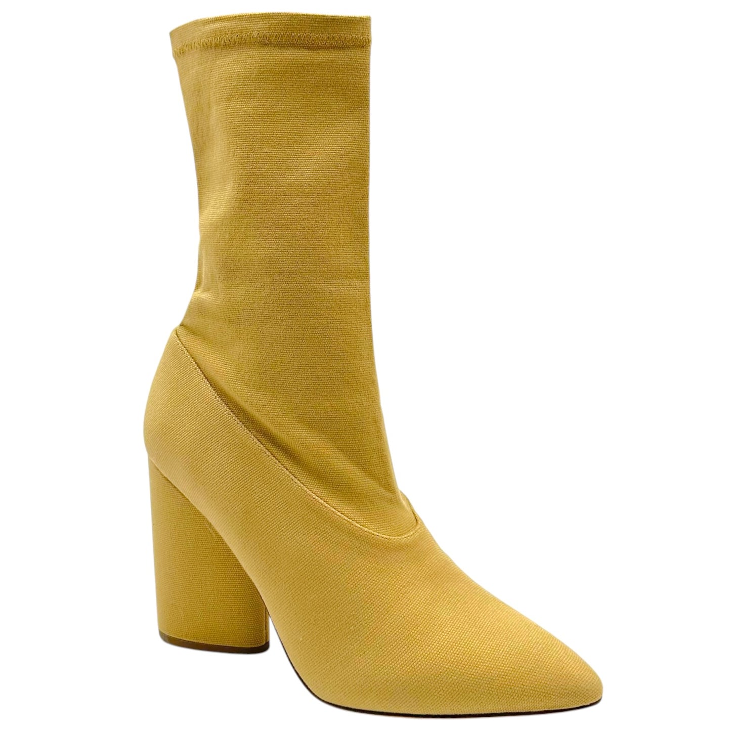 Yeezy Beige Stretch Canvas Pointed Toe Heeled Boots