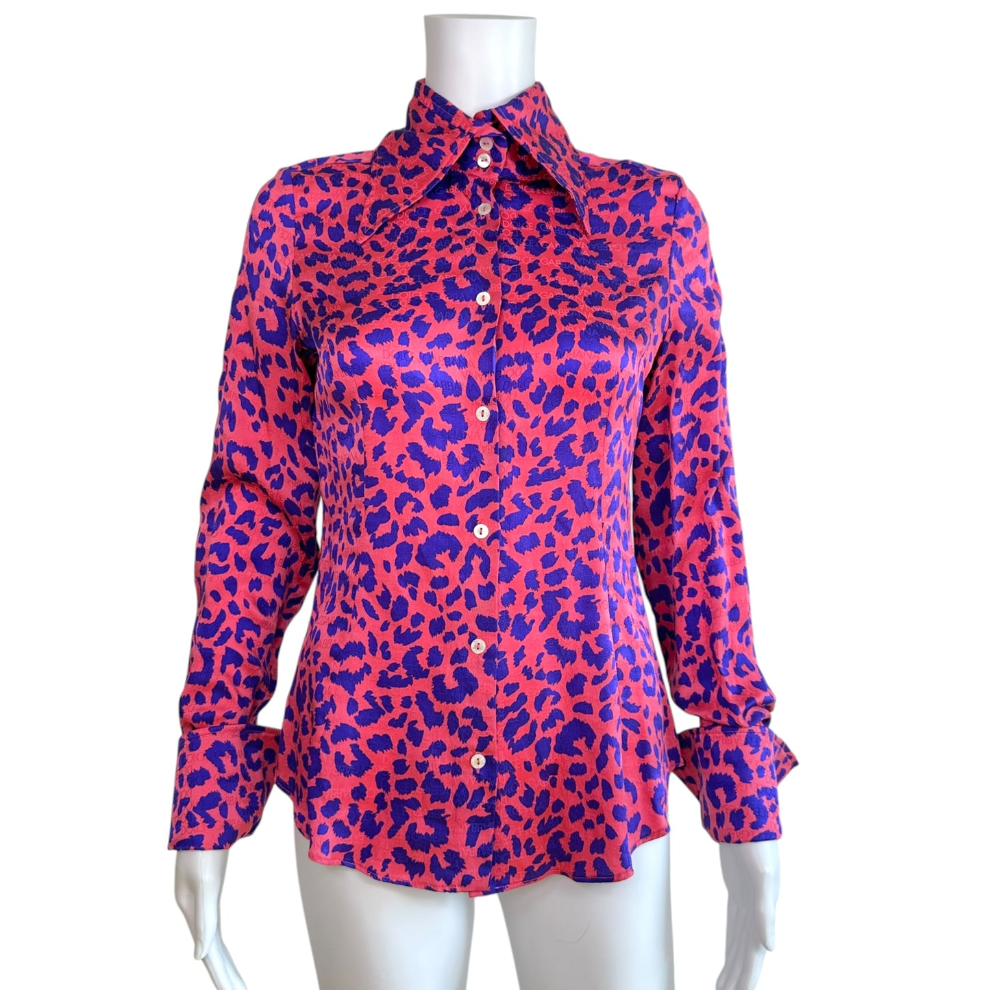 Dolce & Gabbana Silk Blouse Pink Purple Leopard Print