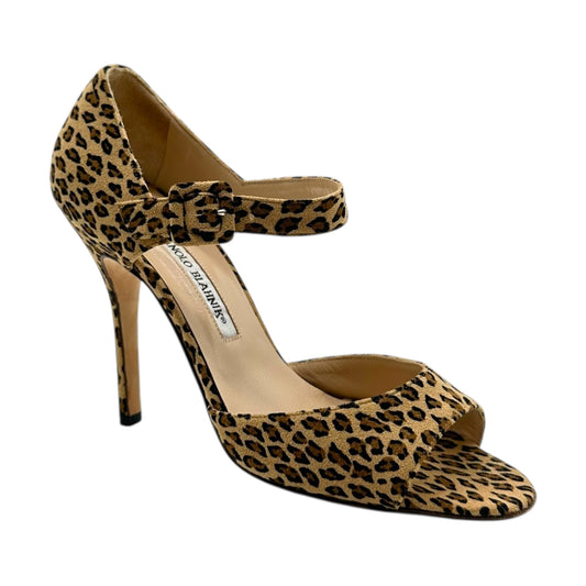 Manolo Blahnik Leopard Print Suede Suede Sandal Heels - Outfit Repeater