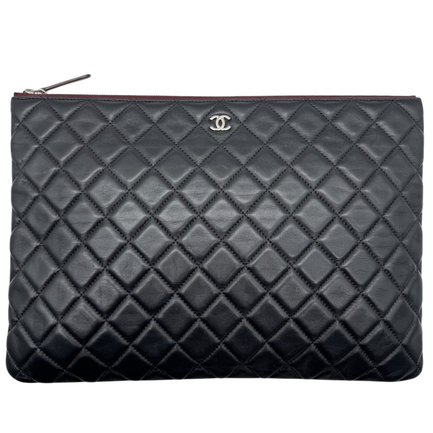 Chanel Matelasse Black Lambskin Quilted Large O-Case Clutch Bag 2018 - Outfit Repeater