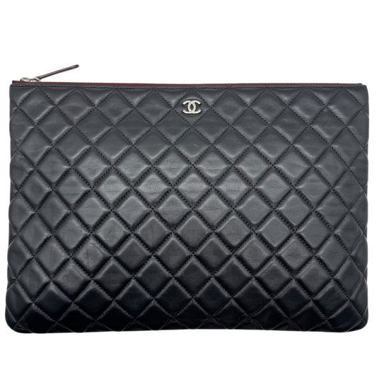 Chanel Matelasse Black Lambskin Quilted Large O-Case Clutch Bag 2018 - Outfit Repeater