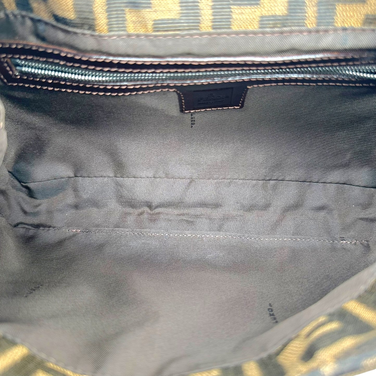 Fendi Brown Classic Zucca Monogram Shoulder Baguette Bag