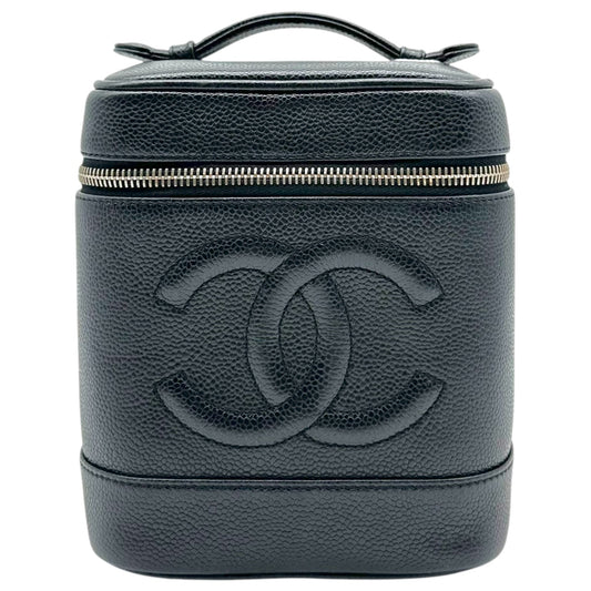 Chanel Black Caviar Leather Vanity Bag 80-90's