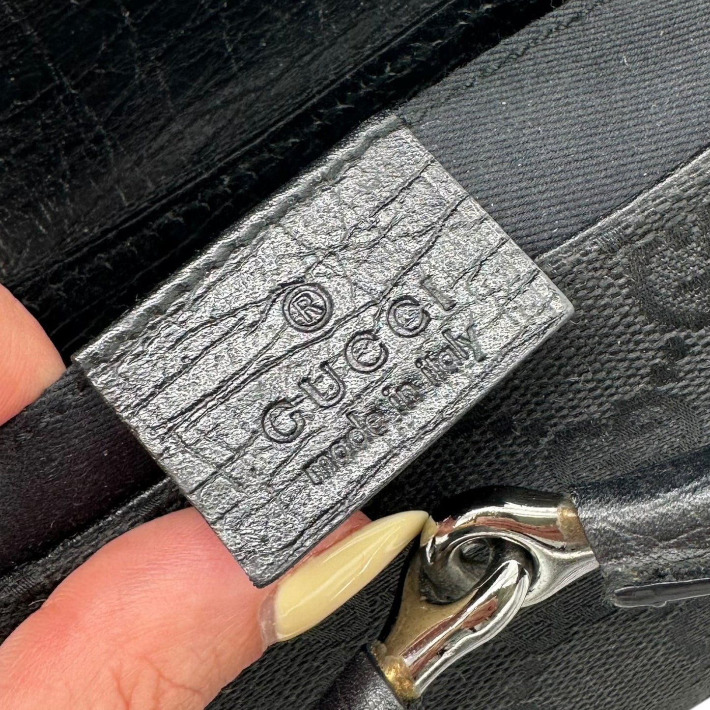 Gucci Black Monogram Horsebit Clutch Bag