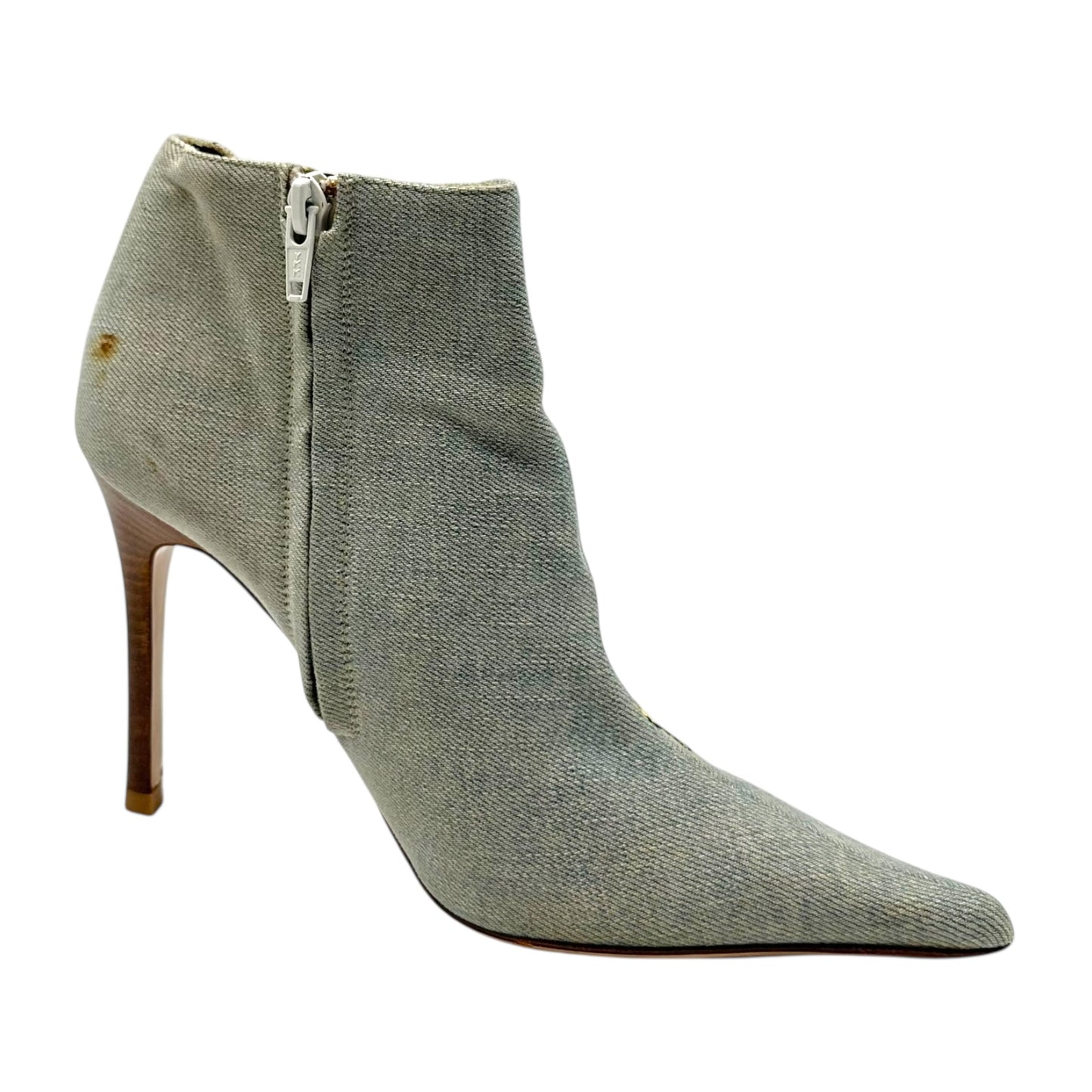 Roberto Cavalli Floral Embroidered Denim Heeled Boots