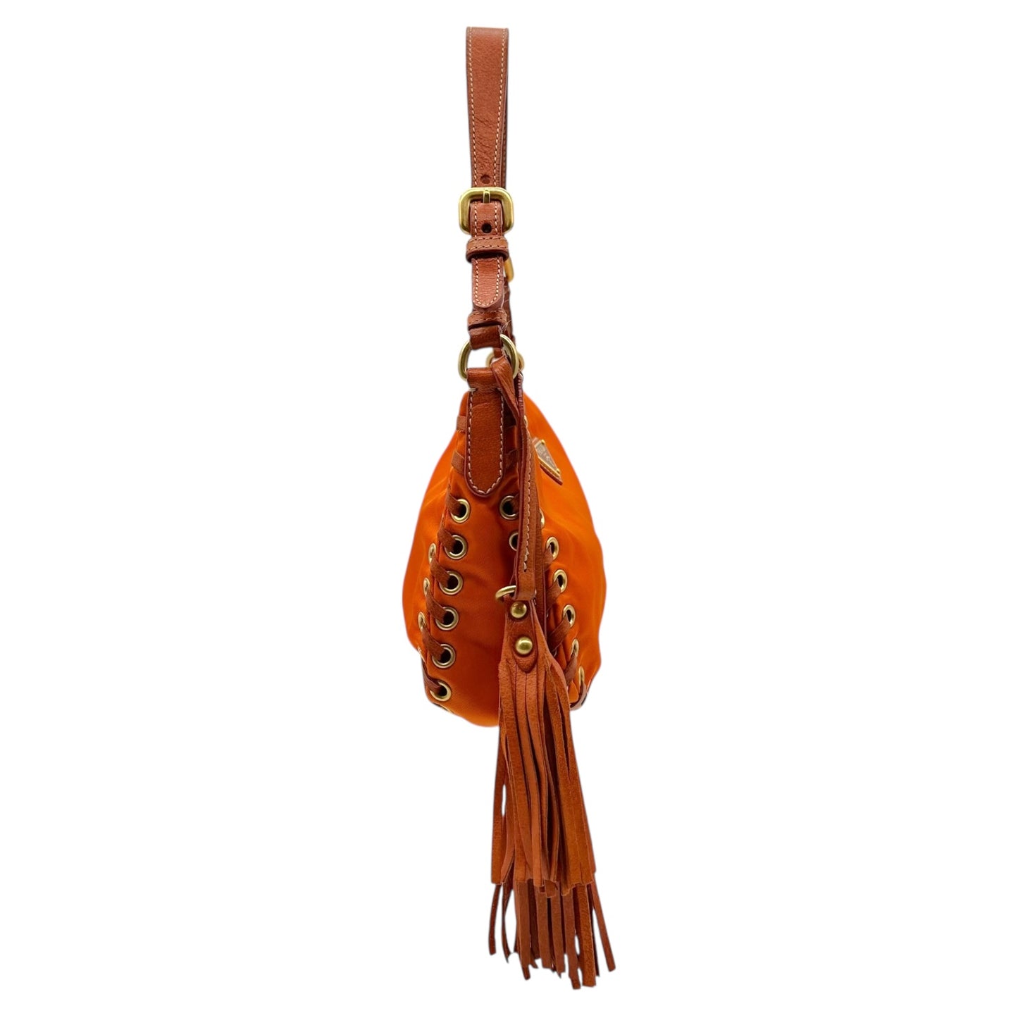 Prada Orange Nylon Fringe Trim Mini Bag - Outfit Repeater