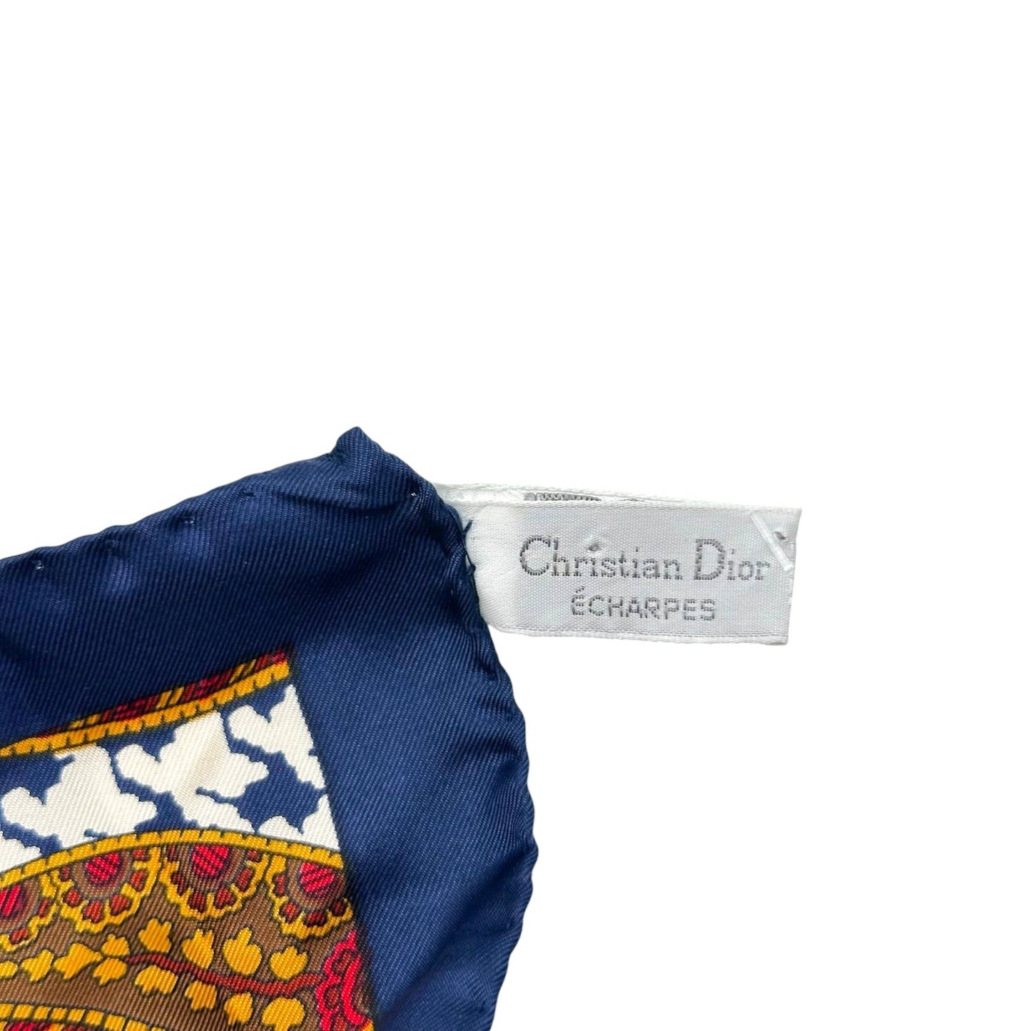 Christian Dior Red Houndstooth & Red Paisley Printed Silk Square Scarf