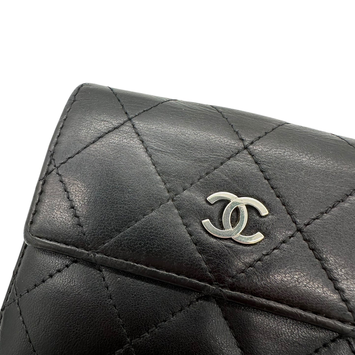 Chanel Black Quilted Leather Bi-Fold Wallet 1990s