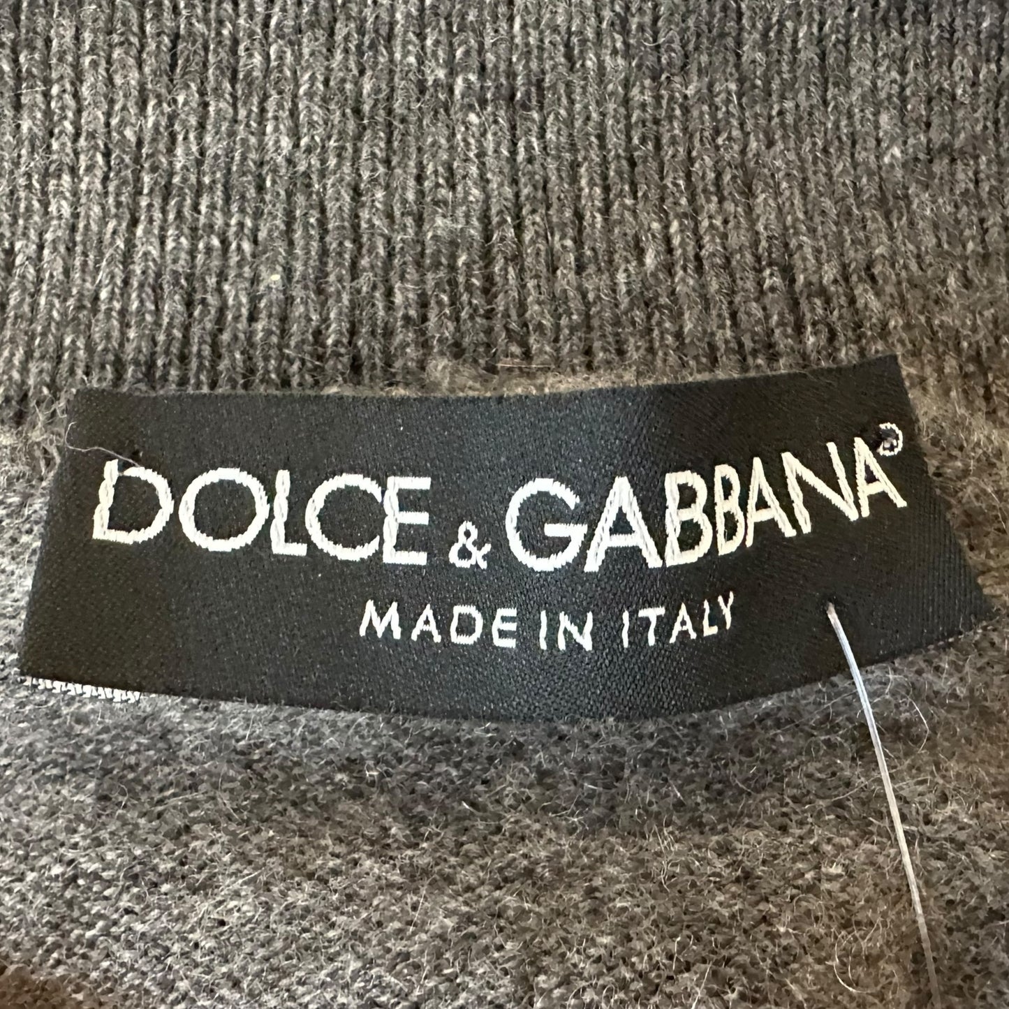 Dolce & Gabbana Gray Cashmere Crystal Logo Sleeveless Turtleneck