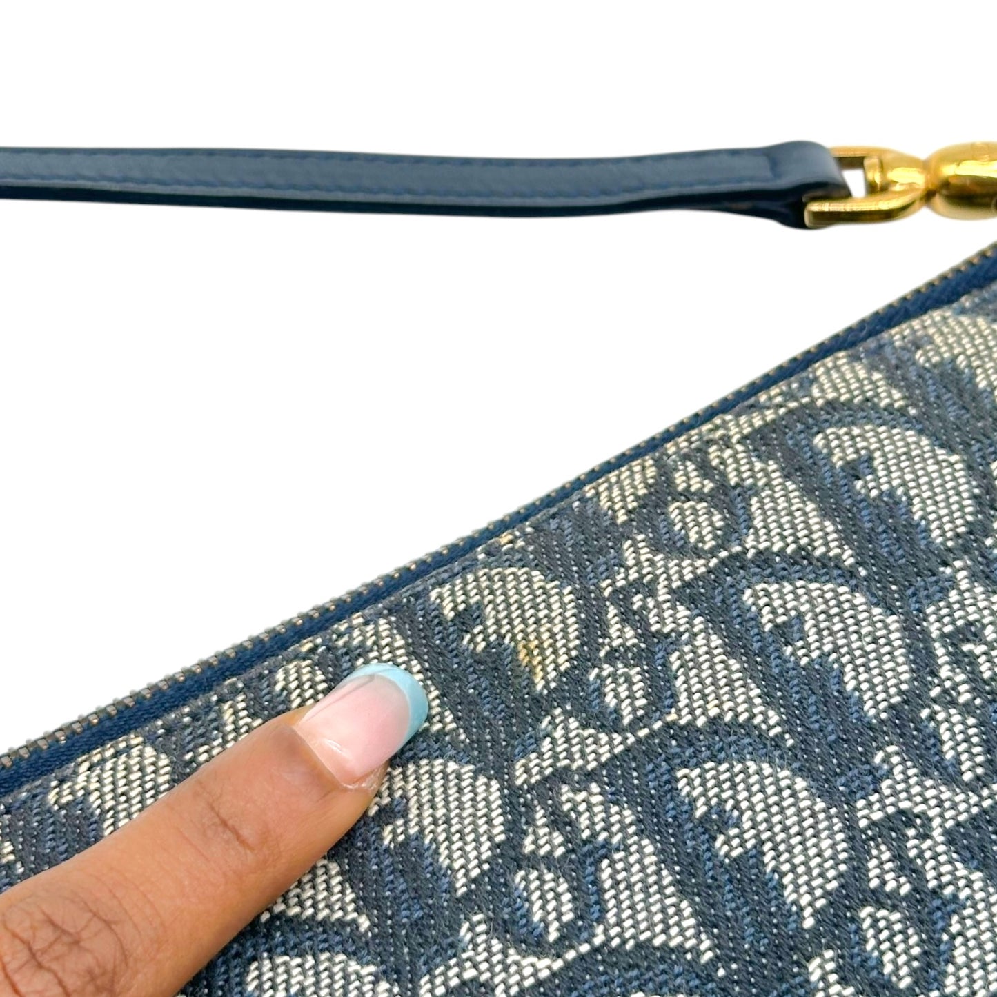 Christian Dior Mini Saddle Bag Navy Blue Trotter Monogram