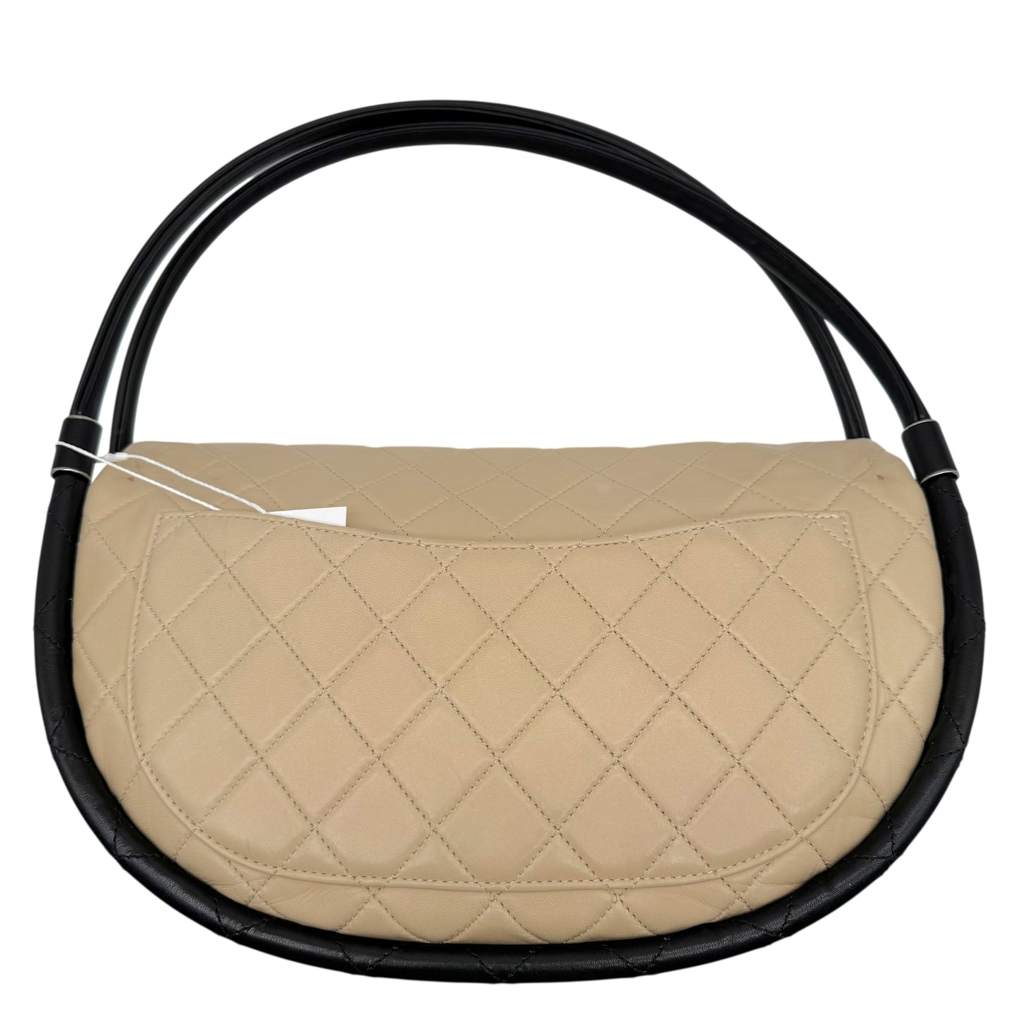 Chanel Beige & Black Matelasse Medium Hula Hoop Flap Bag