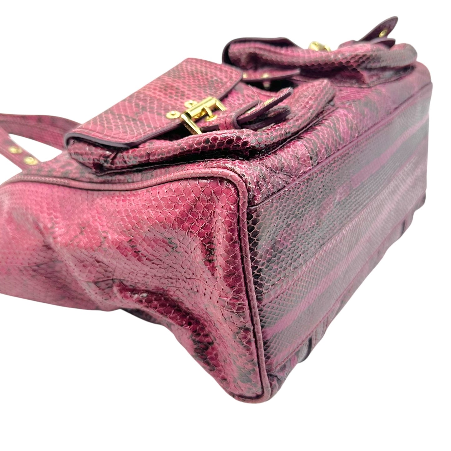 Mulberry Pink & Black Python Studded Roxanne Tote Bag