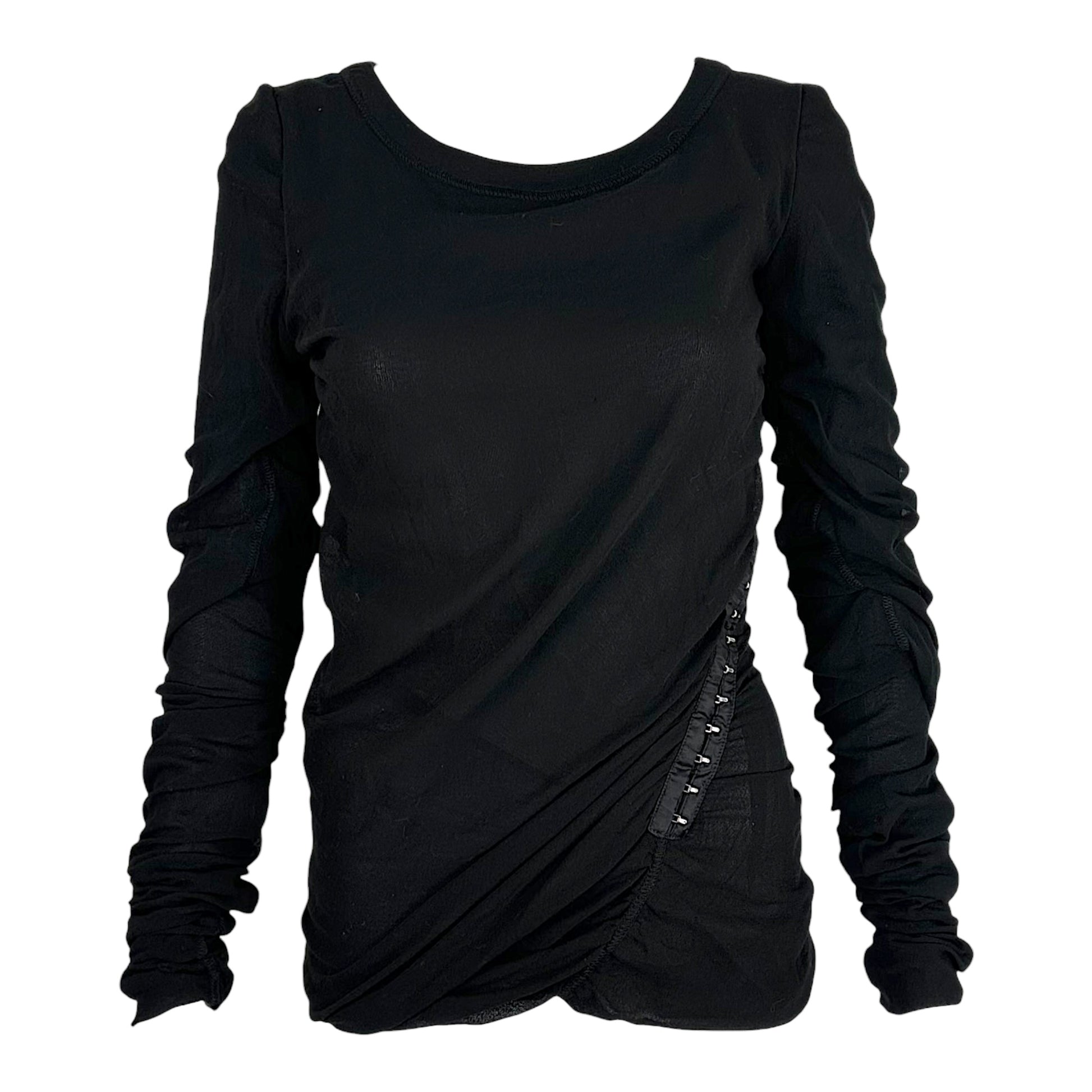 Dolce & Gabbana Black Longsleeve Blouse With Hook And Eye
