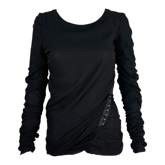 D&G Dolce & Gabbana Black Hook & Eye Longsleeve Blouse NEW