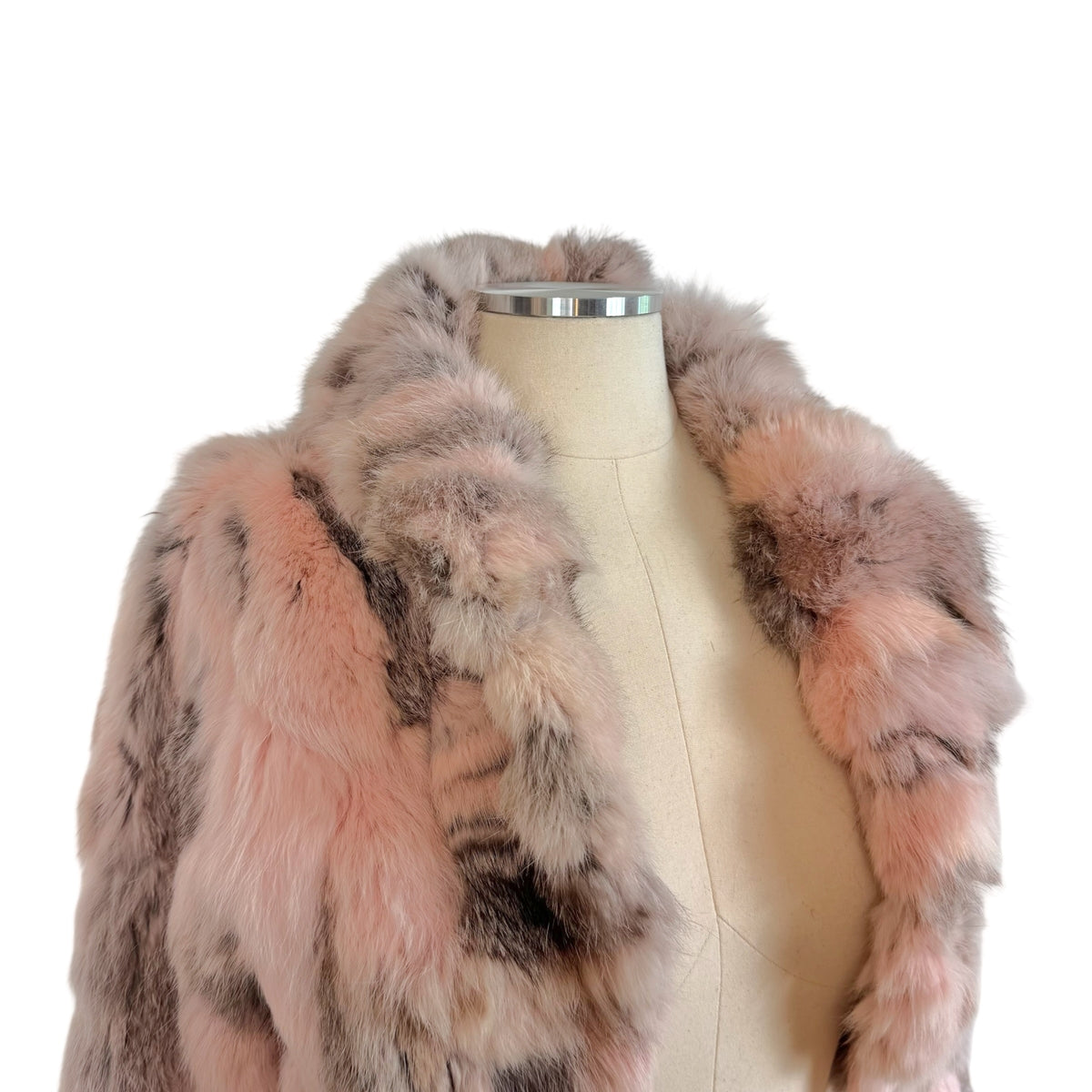 Jewel Avira Cropped Coat Pink Brown Dyed Rabbit Fur