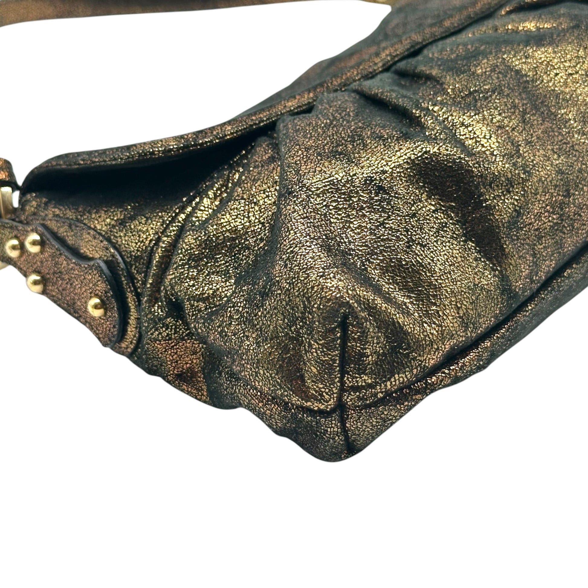 Fendi Bronze Metallic Suede Shoulder Bag
