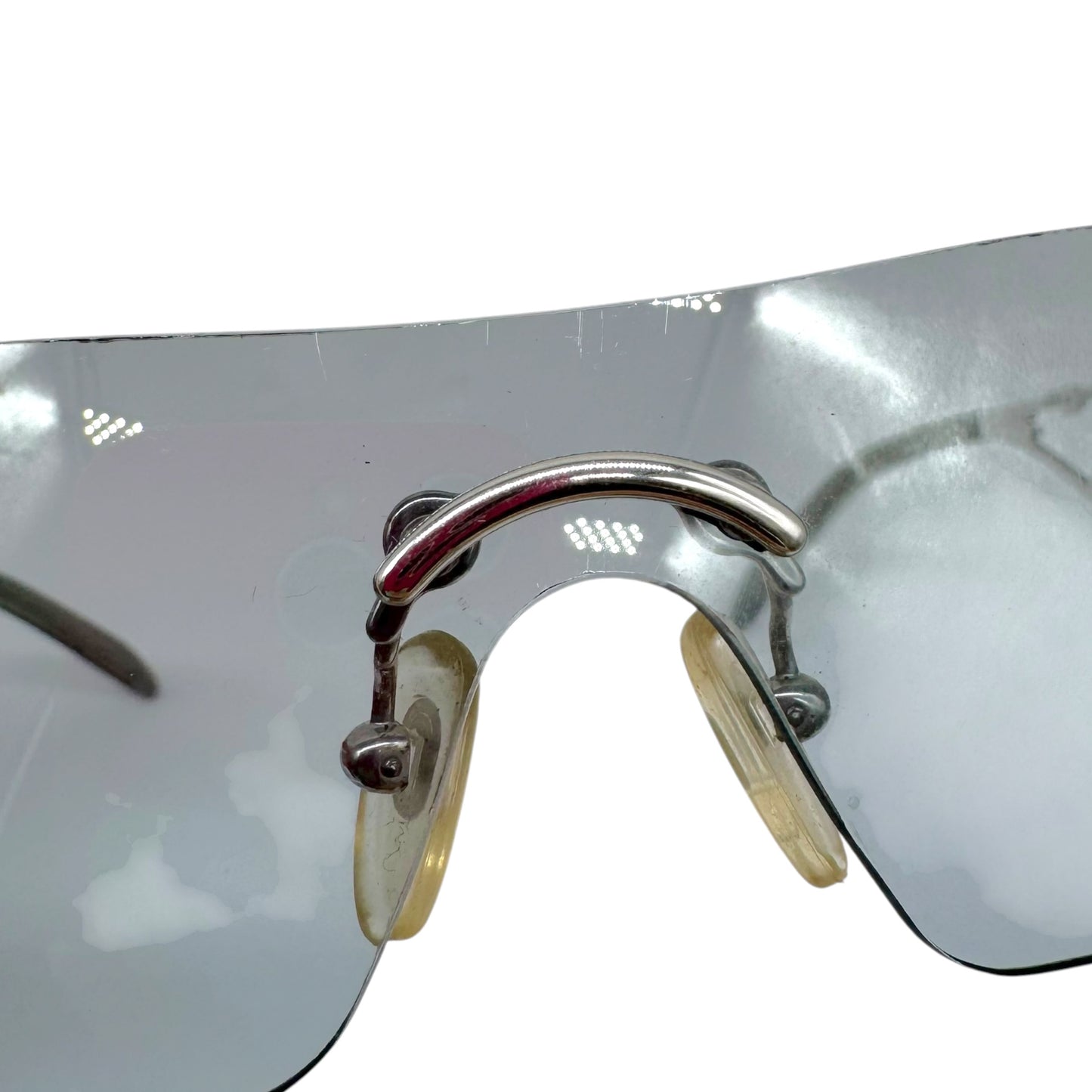 Christian Dior Rimless Shield Sunglasses Light Blue Silver