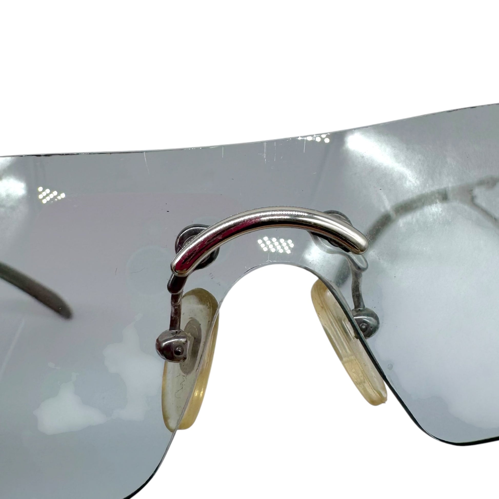 Christian Dior Rimless Shield Sunglasses Light Blue Silver