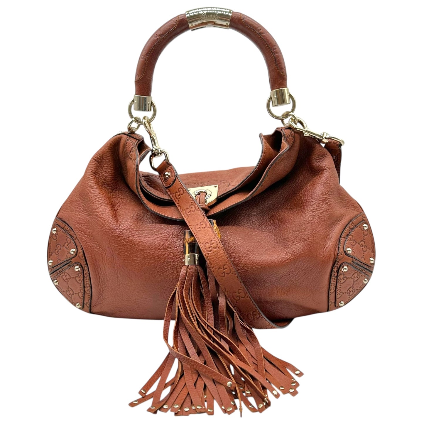 Gucci Brown Leather Guccissima Monogram Indy 2-Way Bag