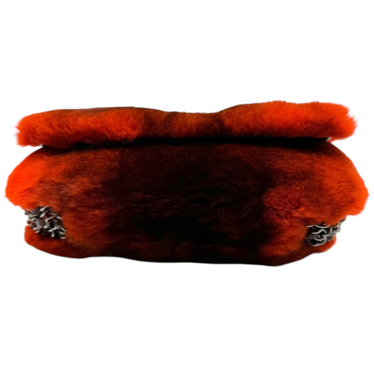 Chanel Orange Rabbit Fur Triple Chain Small Flap Bag 2004-05