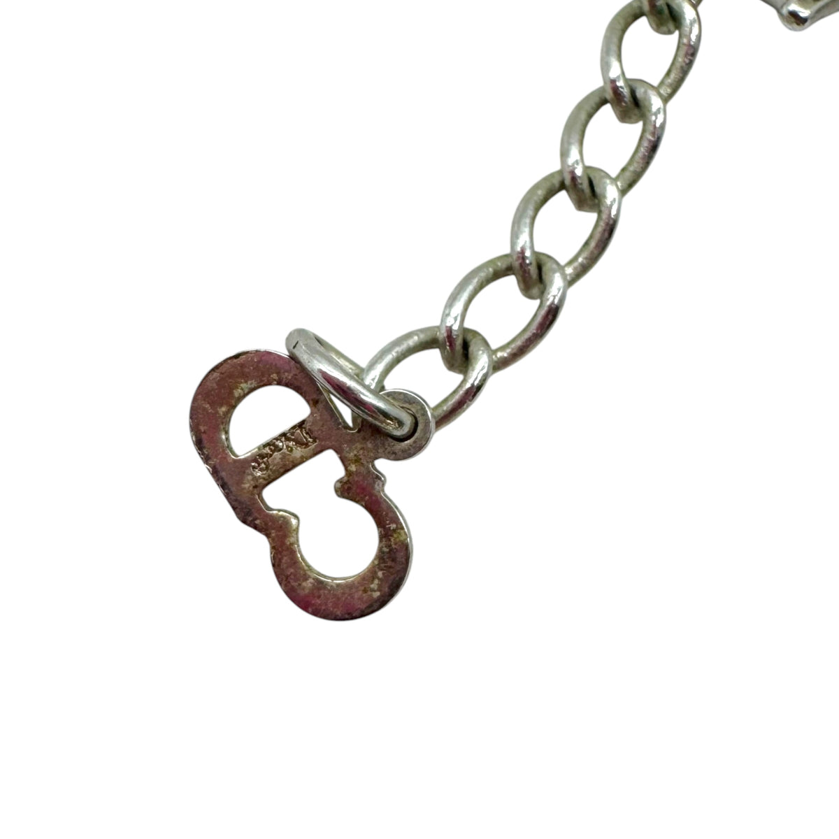 Christian Dior Black Leather Silver CD Logo Charm Bracelet