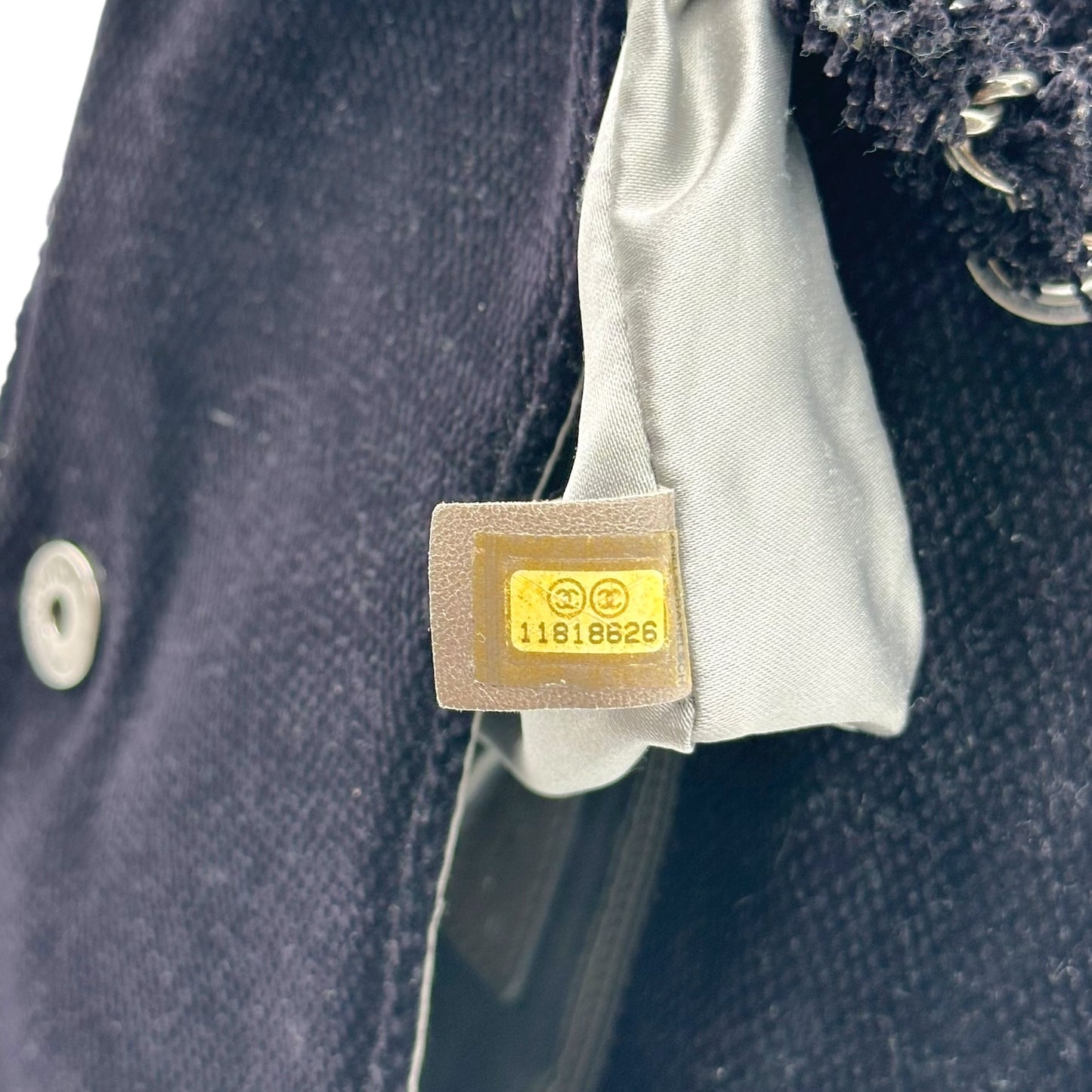 Chanel Tweed & Chain Logo East West Shoulder Bag