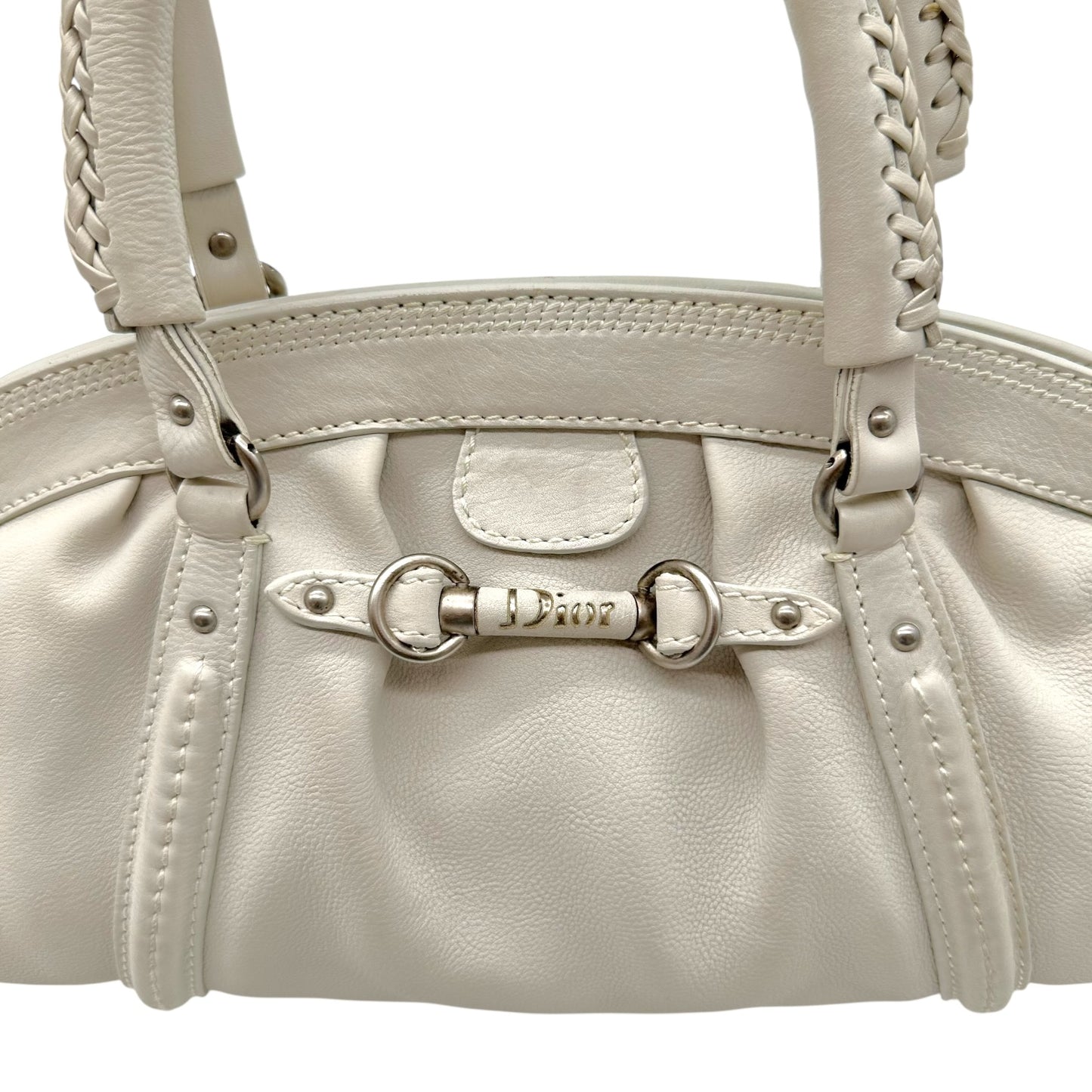 Christian Dior White Leather Small Bowler Bag - Outfit Repeater