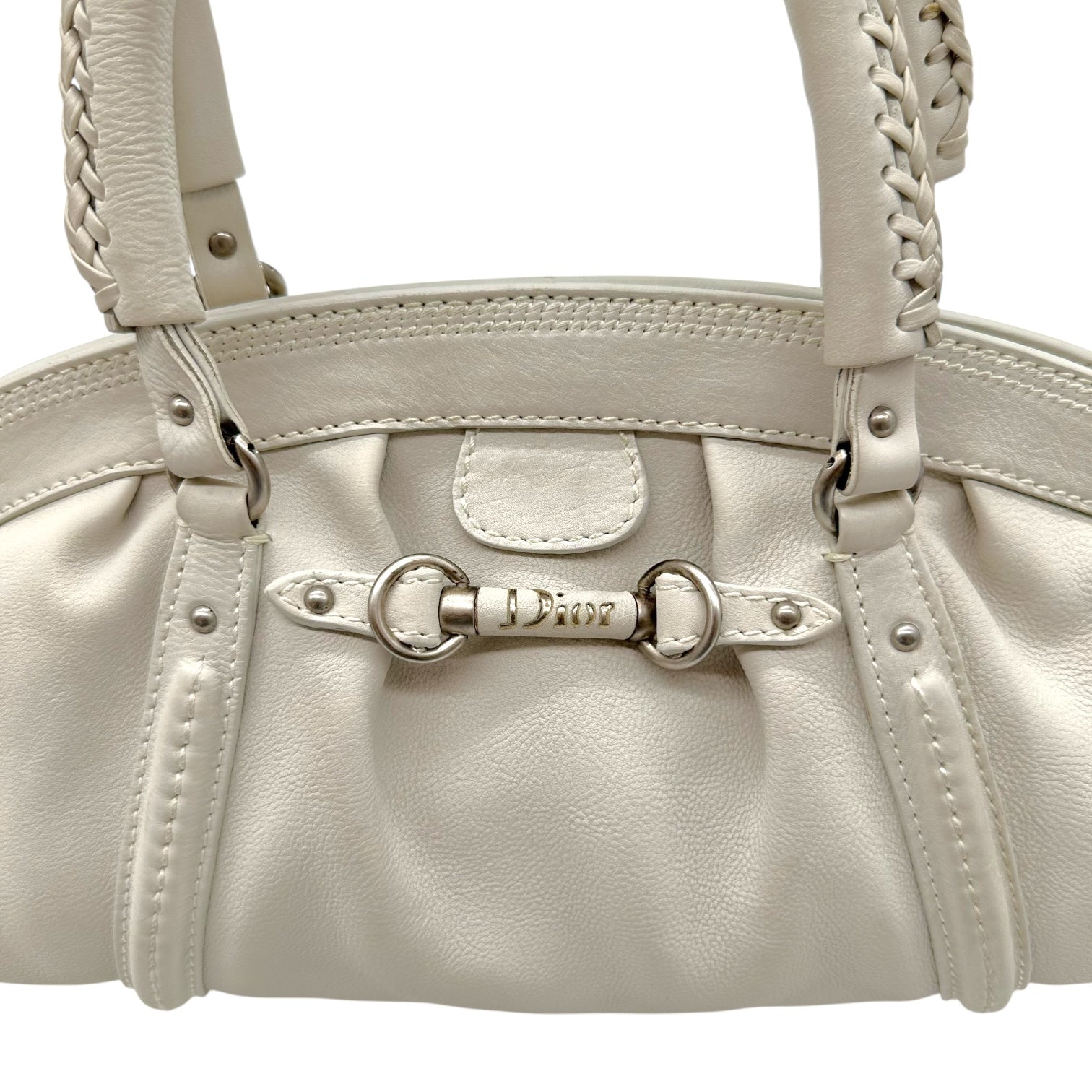 Christian Dior White Leather Small Bowler Bag - Outfit Repeater